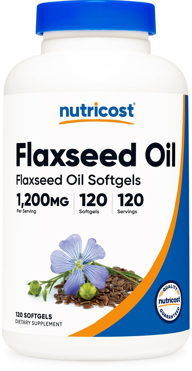 Nutricost Leinöl 1200 mg, 120 Weichkapseln – GMO-frei, glutenfrei