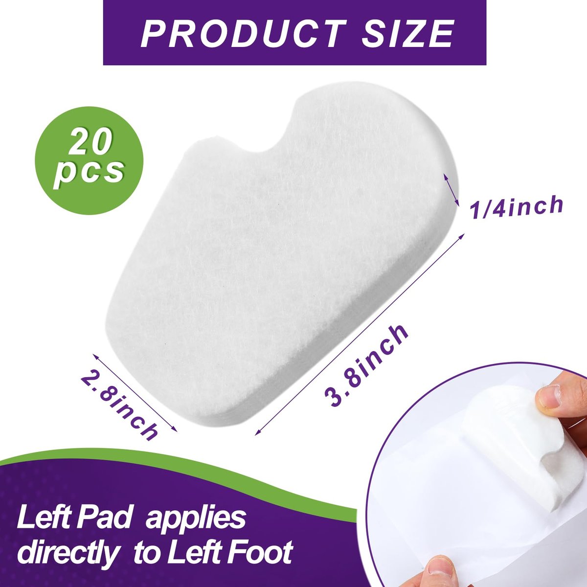 Cutecrop 20 Stk Sesamoiditis-Pads, 1/4 Zoll dicke Tänzer-Pads bei Fußballenschmerzen, dicke selbstklebende Filzpolster zur Entlastung von Sesamoiditis und Ballen, weiße Polster für die Fußsohle (Links)