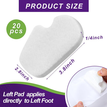 Cutecrop 20 Stk Sesamoiditis-Pads, 1/4 Zoll dicke Tänzer-Pads bei Fußballenschmerzen, dicke selbstklebende Filzpolster zur Entlastung von Sesamoiditis und Ballen, weiße Polster für die Fußsohle (Links)