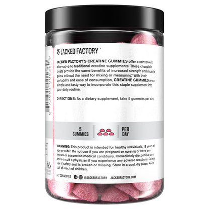 Jacked Factory Creatin-Monohydrat Gummibärchen – 5g Tagesdosis (1g pro Gummibärchen) – Vegan, reisefreundlich, drittanbietergetestet – 150 Gummibärchen, Wassermelone