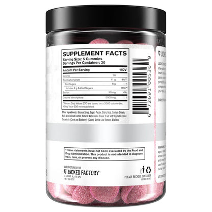 Jacked Factory Creatin-Monohydrat Gummibärchen – 5g Tagesdosis (1g pro Gummibärchen) – Vegan, reisefreundlich, drittanbietergetestet – 150 Gummibärchen, Wassermelone