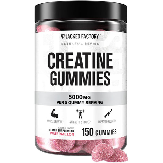 Jacked Factory Creatin-Monohydrat Gummibärchen – 5g Tagesdosis (1g pro Gummibärchen) – Vegan, reisefreundlich, drittanbietergetestet – 150 Gummibärchen, Wassermelone
