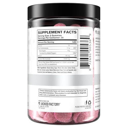 Jacked Factory Creatin-Monohydrat Gummibärchen – 5g Tagesdosis (1g pro Gummibärchen) – Vegan, reisefreundlich, drittanbietergetestet – 150 Gummibärchen, Wassermelone