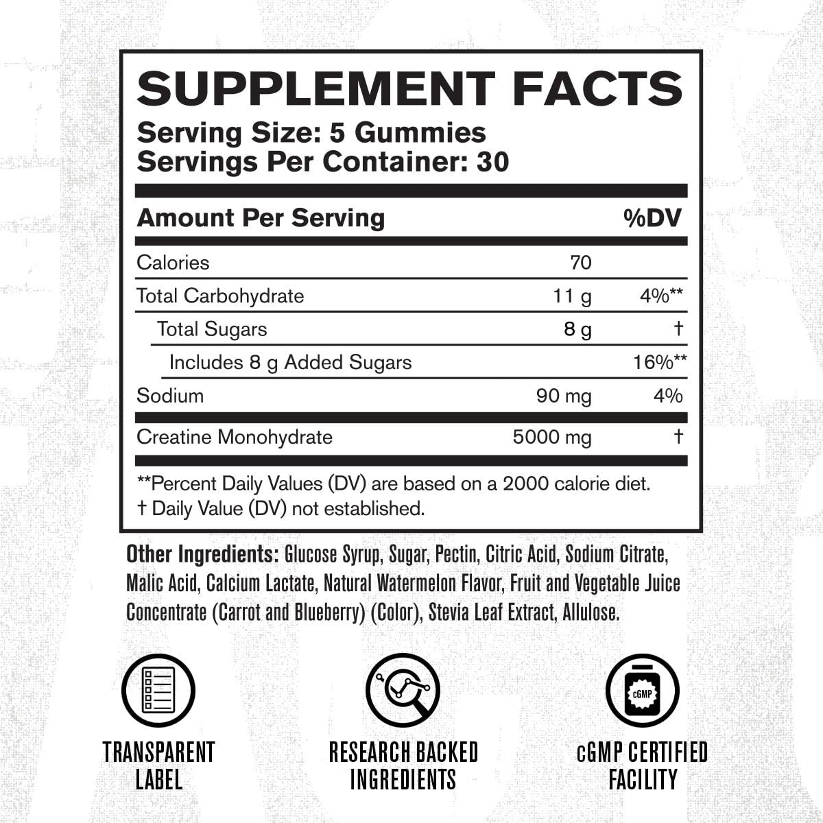 Jacked Factory Creatin-Monohydrat Gummibärchen – 5g Tagesdosis (1g pro Gummibärchen) – Vegan, reisefreundlich, drittanbietergetestet – 150 Gummibärchen, Wassermelone