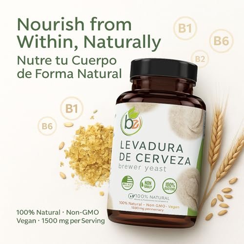 B-Experts Levadura De Cerveza – 1500 mg pro Portion, 90 Veggie-Kapseln – 100 % natürliches Nährstoff-Kraftpaket für Verdauung & Immunsystem | Nahrungsergänzungsmittel