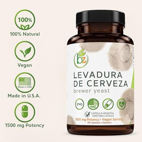 B-Experts Levadura De Cerveza – 1500 mg pro Portion, 90 Veggie-Kapseln – 100 % natürliches Nährstoff-Kraftpaket für Verdauung & Immunsystem | Nahrungsergänzungsmittel