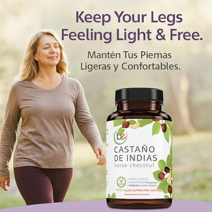 Castaño de Indias (Rosskastanie) Kapseln – 1500 mg pro Portion, 90 vegane Kapseln, 100% natürliches Premium-Nahrungsergänzungsmittel, Hergestellt in den USA – Unterstützt Kreislauf- und Venengesundheit
