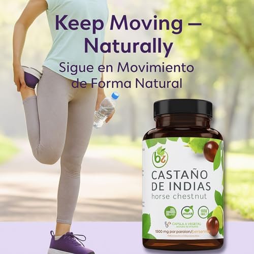Castaño de Indias (Rosskastanie) Kapseln – 1500 mg pro Portion, 90 vegane Kapseln, 100% natürliches Premium-Nahrungsergänzungsmittel, Hergestellt in den USA – Unterstützt Kreislauf- und Venengesundheit