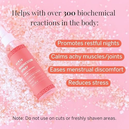 Pixie Pure Magnesium Öl-Spray für Füße & Körper – USP-Qualität Magnesiumchlorid – Schnell einziehendes, nicht-toxisches Topical-Spray – Spa-Qualität Muskelunterstützung & Entspannung für die Intimpflege (6,3 Unzen)