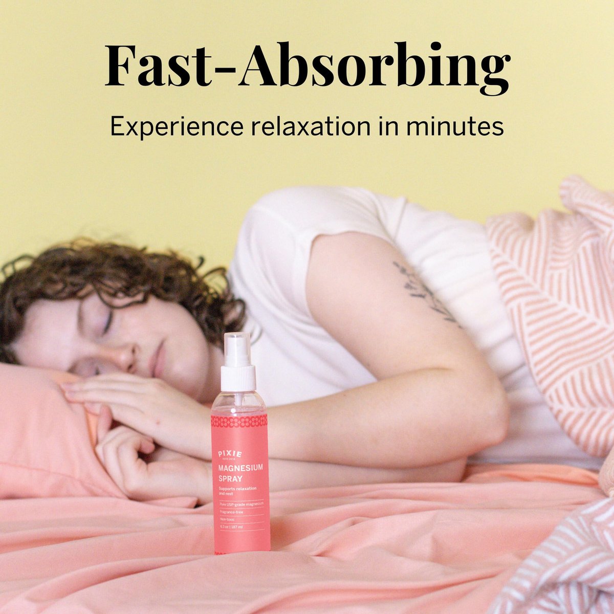 Pixie Pure Magnesium Öl-Spray für Füße & Körper – USP-Qualität Magnesiumchlorid – Schnell einziehendes, nicht-toxisches Topical-Spray – Spa-Qualität Muskelunterstützung & Entspannung für die Intimpflege (6,3 Unzen)