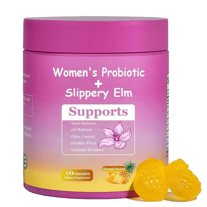 Her Juicy Weibliche Probiotika Gummis für Frauen | Ananasgeschmack | Unterstützt pH-Gleichgewicht, Darmgesundheit & Immunsystem | mit Ulmenrinde, Präbiotika & Lactobacillus-Mischung | 60 Gummis (1 Packung)
