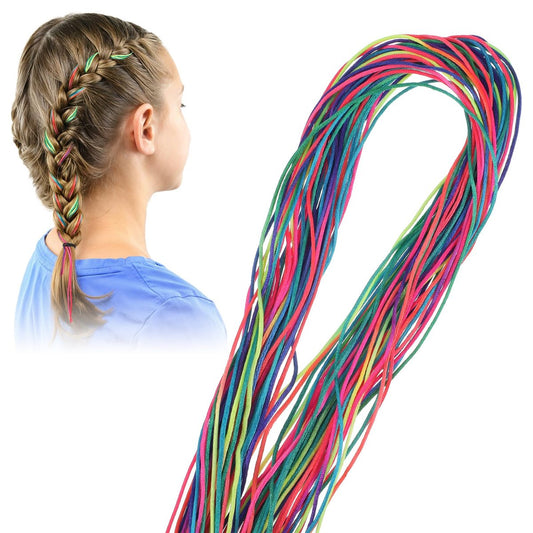 48 Stücke Haarstrings für Zöpfe, Bunte Garnfäden für Braids, Regenbogen-Flechtband für Frauen und Mädchen, Ponytail-Zubehör