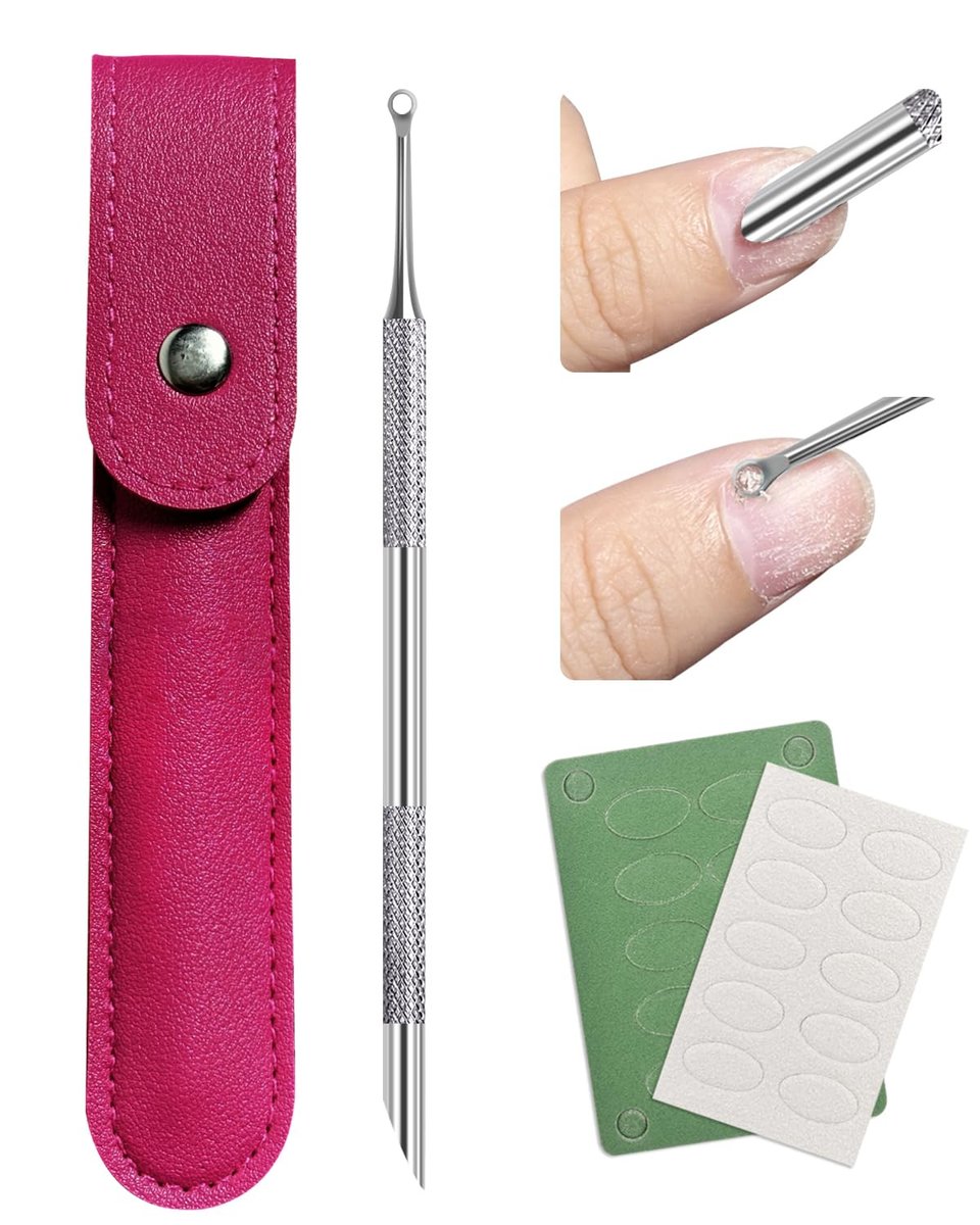 Loop Nagelhautschieber aus Edelstahl – Maniküre-Werkzeug mit 100/240 Grit Nagelfeilen und Aufbewahrungstasche für Salon und Zuhause