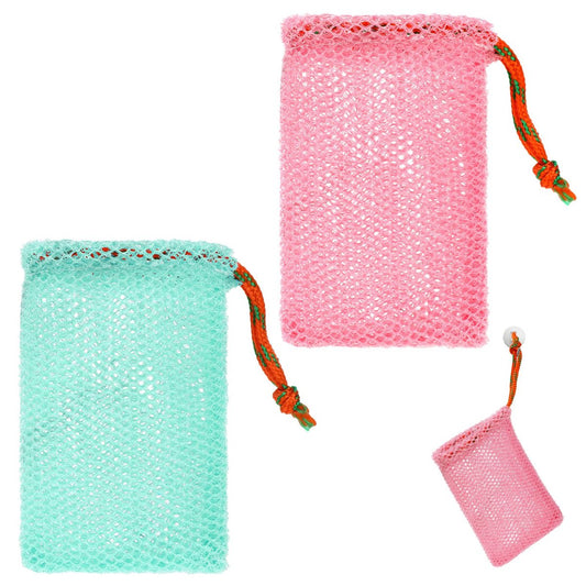 2er-Pack Seifenaufbewahrung mit Peeling-Netz für feste Seife – Duschhalter und Schaumbeutel für Bad und Dusche (2 Farben, 5,5 x 3,5 Zoll)