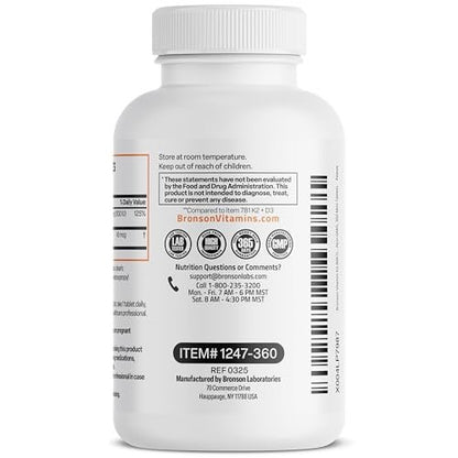 Bronson Vitamin K2 (MK7) mit D3 – niedrige Dosis: 45 µg K2 & 1000 IE D3 – 360 Mini-Tabletten