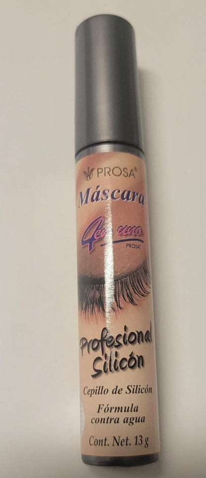 Prossa 4-in-1 Professionelle Silikon-Wimperntusche – Wasserfeste Mascara mit Silikonbürste für langanhaltendes Volumen und Länge, 0,42 Fl Oz (Packung mit 1)