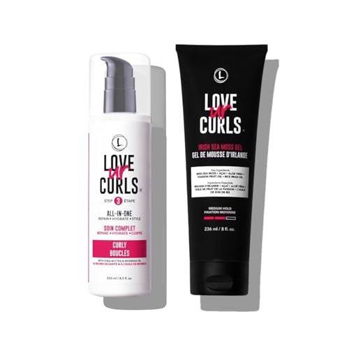 Love Ur Curls® All-in-One Curl Cream Styler & Irish Sea Moss Hair Gel Bundle – Definieren, Hydratisieren & Stylen mit Sheabutter – Mittlerer Halt für Locken, reduziert Frizz