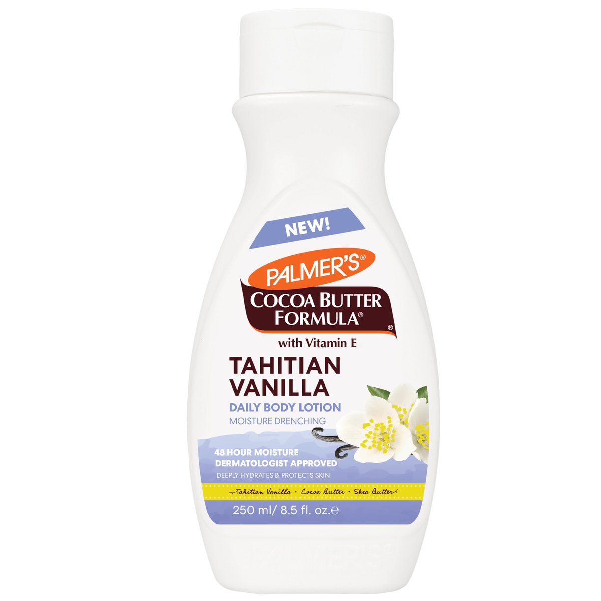 Palmer's Cocoa Butter Formula Tahitian Vanilla Body Lotion – 8,5 Unzen – Tägliche Feuchtigkeitslotion für trockene Haut mit Sheabutter & Vitamin E – Hydratisiert & schützt – 48-Stunden-Tiefenfeuchtigkeit