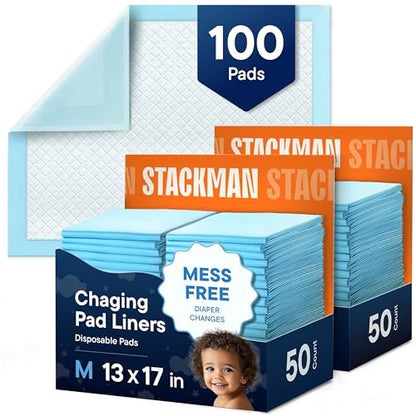 Einweg-Unterlagen [100 Stück] Windelunterlage für Baby, Welpe & Hund – Pee & Wee Unterlagen – Chux Töpfchentrainings-Einlage – Wickelauflagen-Schutz – 17"x13" auslaufsichere Einlagen für Inkontinenz & Reise