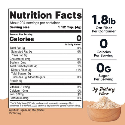Nutricost Bio-Haferfaser (1,8 Pfund) Stein gemahlener Hafer – 3 g Ballaststoffe, USDA Bio