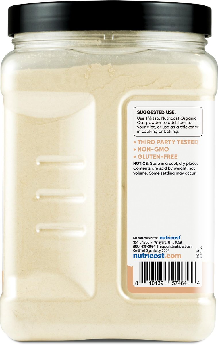 Nutricost Bio-Haferfaser (1,8 Pfund) Stein gemahlener Hafer – 3 g Ballaststoffe, USDA Bio