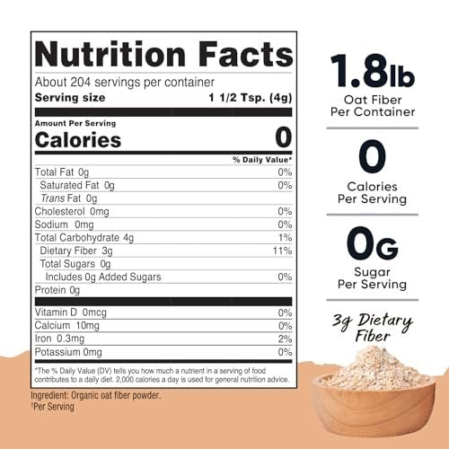 Nutricost Bio-Haferfaser (1,8 Pfund) Stein gemahlener Hafer – 3 g Ballaststoffe, USDA Bio