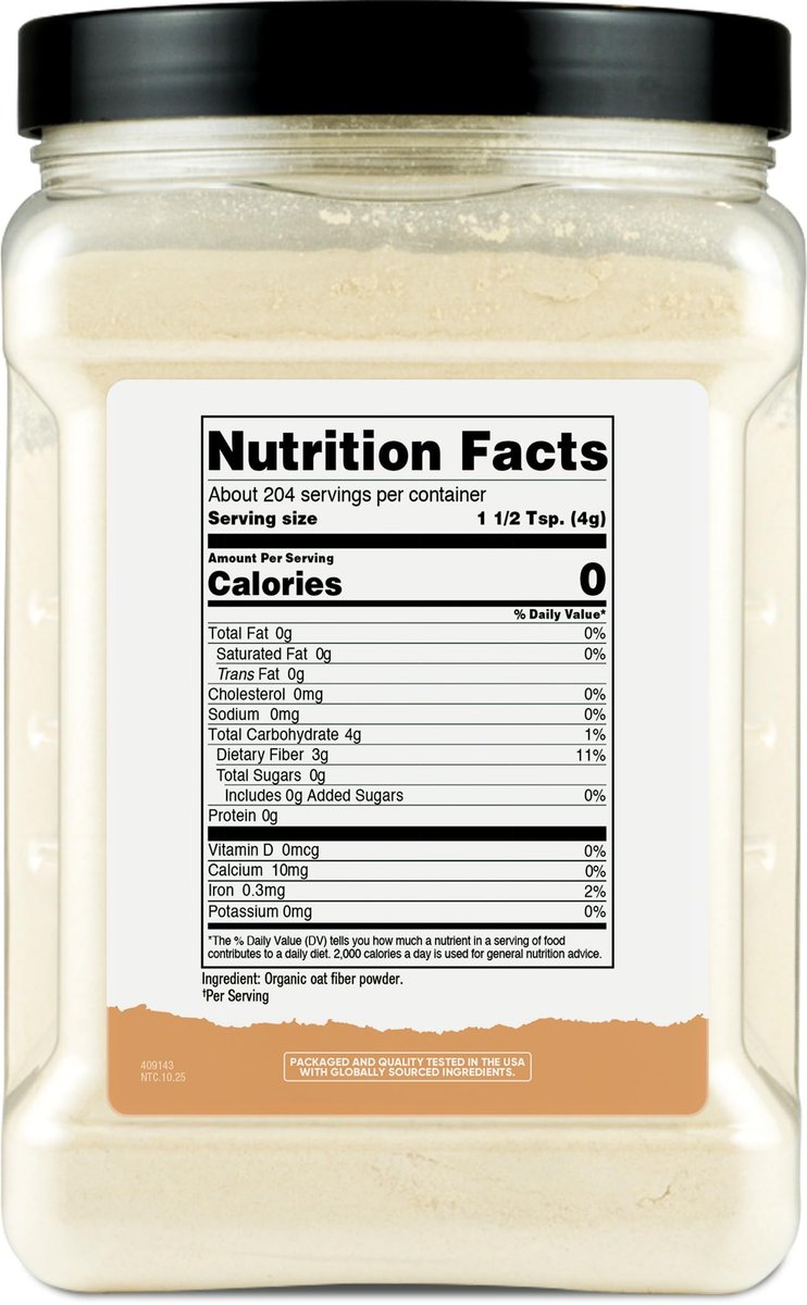 Nutricost Bio-Haferfaser (1,8 Pfund) Stein gemahlener Hafer – 3 g Ballaststoffe, USDA Bio