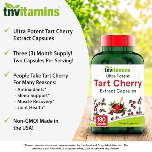 Tart Cherry Kapseln 400 mg mit 30:1 Extrakt pro Portion - 180 Kapseln | Hochwirksamer Sauerkirsch-Extrakt für Gelenke, Schlaf & Erholung* | Reich an Antioxidantien | Ohne Gentechnik | Hergestellt in den USA!