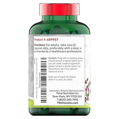 Tart Cherry Kapseln 400 mg mit 30:1 Extrakt pro Portion - 180 Kapseln | Hochwirksamer Sauerkirsch-Extrakt für Gelenke, Schlaf & Erholung* | Reich an Antioxidantien | Ohne Gentechnik | Hergestellt in den USA!