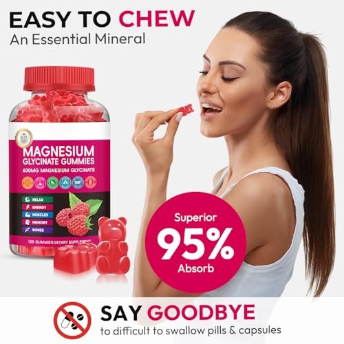 Xytora Magnesium Glycinat Gummies 600mg – Hochabsorbierend mit L-Threonat, Calcium, Vitamin B6 & D3, Zuckerfrei für Erwachsene & Kinder, Entspannung & Nachtruhe (120 Stück)