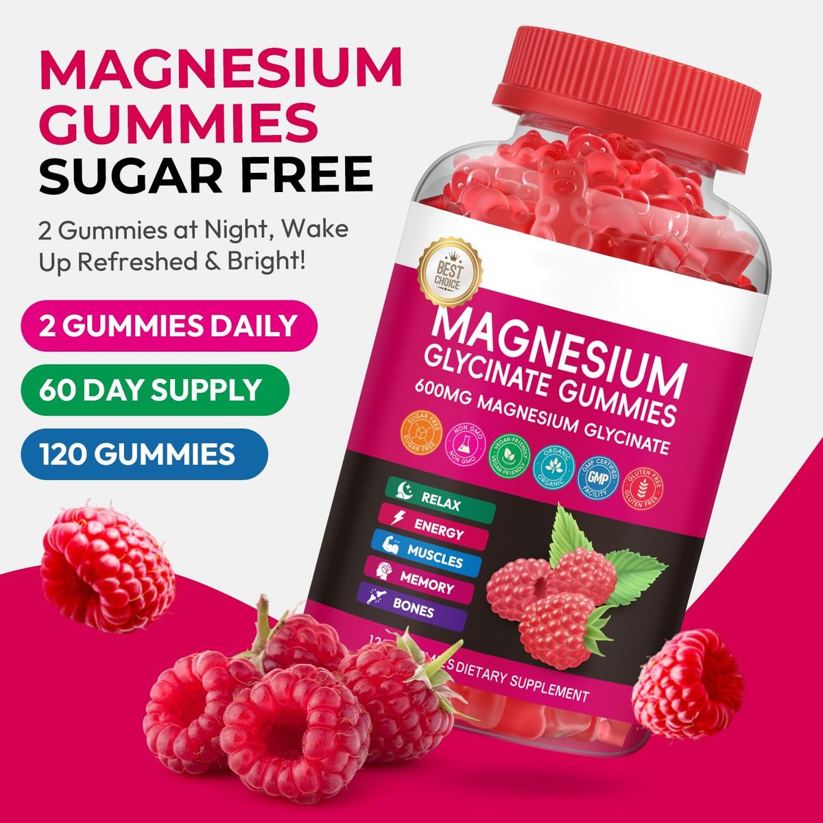 Xytora Magnesium Glycinat Gummies 600mg – Hochabsorbierend mit L-Threonat, Calcium, Vitamin B6 & D3, Zuckerfrei für Erwachsene & Kinder, Entspannung & Nachtruhe (120 Stück)