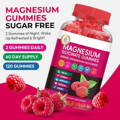 Xytora Magnesium Glycinat Gummies 600mg – Hochabsorbierend mit L-Threonat, Calcium, Vitamin B6 & D3, Zuckerfrei für Erwachsene & Kinder, Entspannung & Nachtruhe (120 Stück)