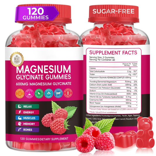 Xytora Magnesium Glycinat Gummies 600mg – Hochabsorbierend mit L-Threonat, Calcium, Vitamin B6 & D3, Zuckerfrei für Erwachsene & Kinder, Entspannung & Nachtruhe (120 Stück)