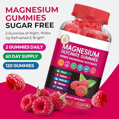 Xytora Magnesium Glycinat Gummies 600mg – Hochabsorbierend mit L-Threonat, Calcium, Vitamin B6 & D3, Zuckerfrei für Erwachsene & Kinder, Entspannung & Nachtruhe (120 Stück)
