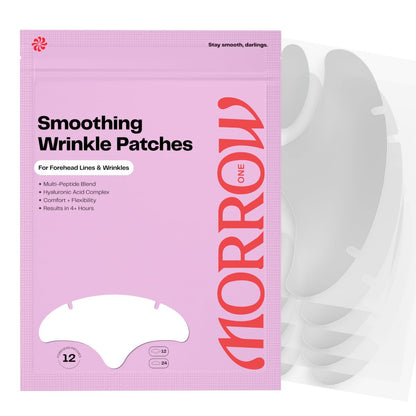Morrow One – Peptid-Infused Glättende Stirnfaltenpflaster – Über-Nacht-Pflaster zur Glättung von feinen Linien und Falten, Anti-Aging-Aufkleber für die Stirn, inklusive Bonus-Lachfaltenpflaster (36 Stück)