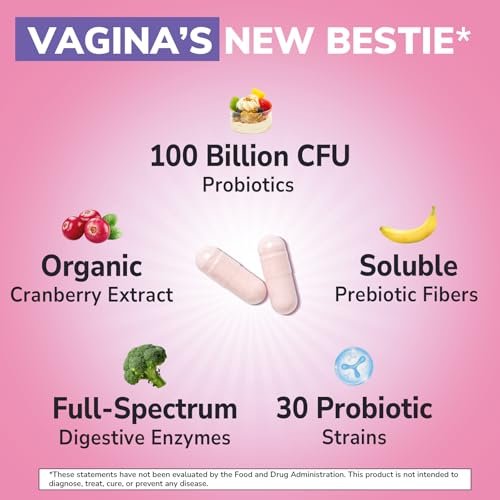 Vitalibre Probiotika für Frauen – 30 Stämme, 100 Milliarden KBE, vaginale Probiotika mit Verdauungsenzymen, Präbiotika & Cranberry für die Gesundheit der Harnwege, pH-Gleichgewicht, 30 vegane Kapseln