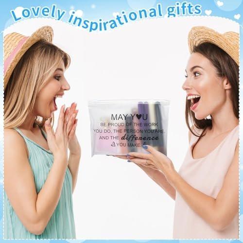 Sunnyray 60-teiliges Set Dankeschön-Kosmetiktaschen mit inspirierenden Zitaten für Frauen – EVA-Make-up-Beutel für Lehrer, Schule & Geschenke