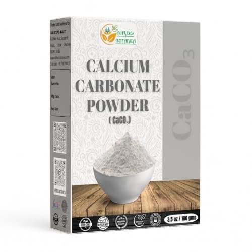 Herbs Botanica Calciumcarbonat-Pulver in Lebensmittelqualität – Kalziumergänzung für Kochen, Backen, Antazidum und DIY-Zahnpasta (100 g)