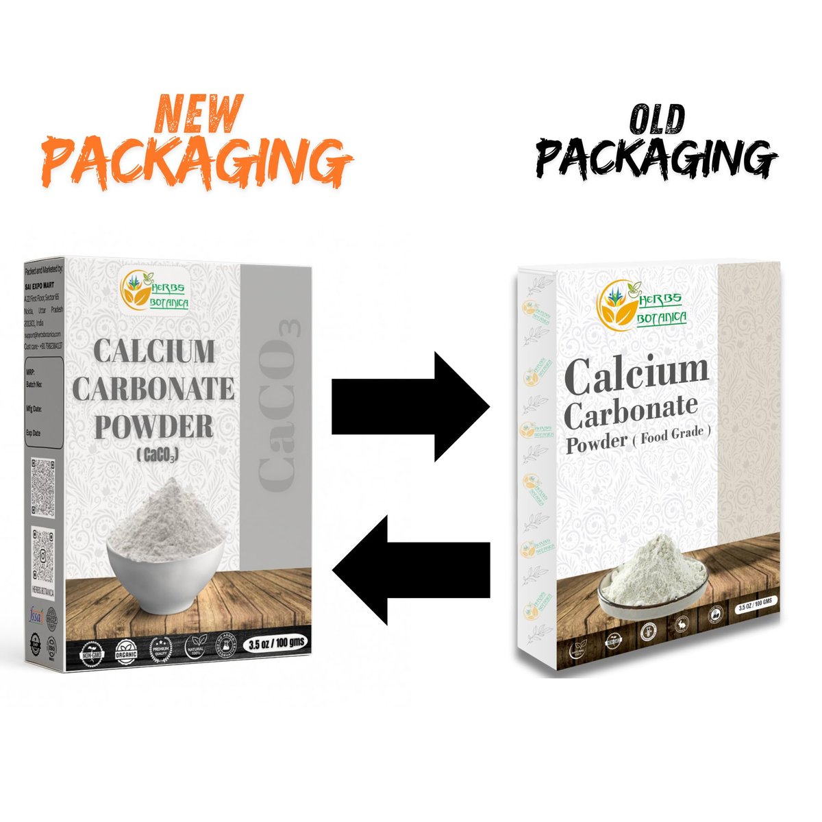 Herbs Botanica Calciumcarbonat-Pulver in Lebensmittelqualität – Kalziumergänzung für Kochen, Backen, Antazidum und DIY-Zahnpasta (100 g)