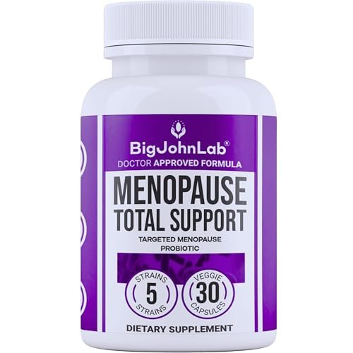 BIGJOHNLAB® Menopause Total Support – Fortgeschrittene probiotische Formel mit 5 Stämmen & 15 Milliarden KBE, Resveratrol, Traubensilberkerze, Akazienfaser, Nicht-GVO & 100% vegetarisch