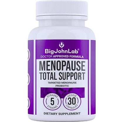 BIGJOHNLAB® Menopause Total Support – Fortgeschrittene probiotische Formel mit 5 Stämmen & 15 Milliarden KBE, Resveratrol, Traubensilberkerze, Akazienfaser, Nicht-GVO & 100% vegetarisch