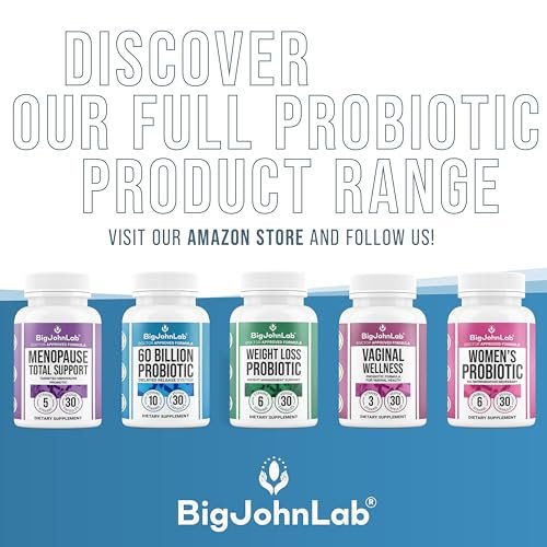 BIGJOHNLAB® Menopause Total Support – Fortgeschrittene probiotische Formel mit 5 Stämmen & 15 Milliarden KBE, Resveratrol, Traubensilberkerze, Akazienfaser, Nicht-GVO & 100% vegetarisch