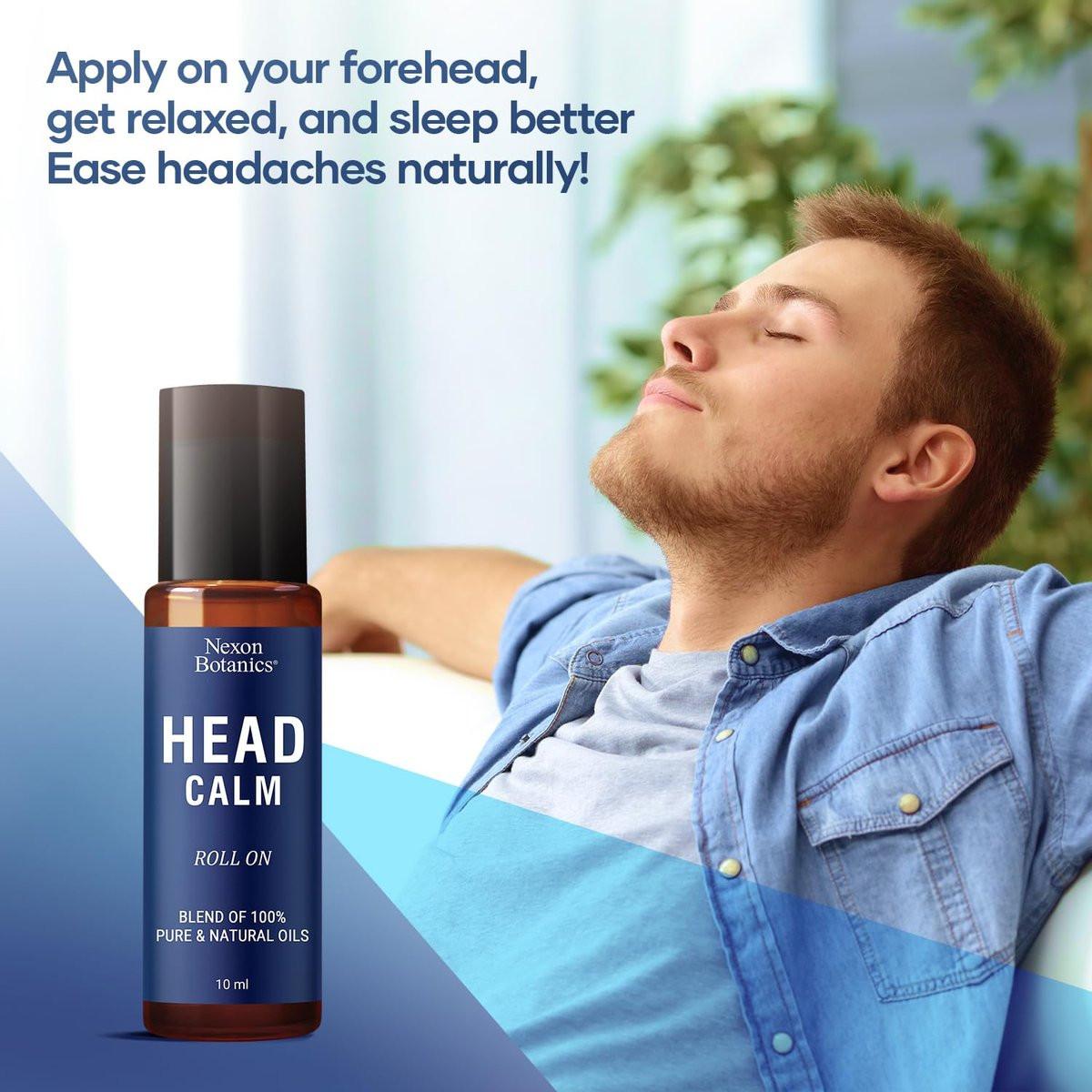 Head Calm Essential Oil Roll-On 10 ml – Beruhigende Mischung aus reinen & natürlichen ätherischen Ölen – Rollerball für Migräne & Kopfschmerzlinderung – Nexon Botanics