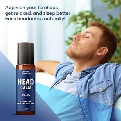 Head Calm Essential Oil Roll-On 10 ml – Beruhigende Mischung aus reinen & natürlichen ätherischen Ölen – Rollerball für Migräne & Kopfschmerzlinderung – Nexon Botanics