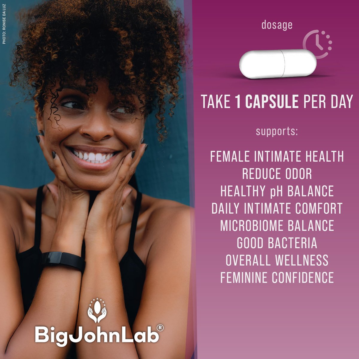 BIGJOHNLAB® – Frauen Vaginale Probiotika – pH-Balance, Geruchskontrolle, Hefe, Mikrobiom & Frauengesundheit – 6B KBE, Süßholzwurzel – klinisch getestet für Frische & Balance – 30 Kapseln