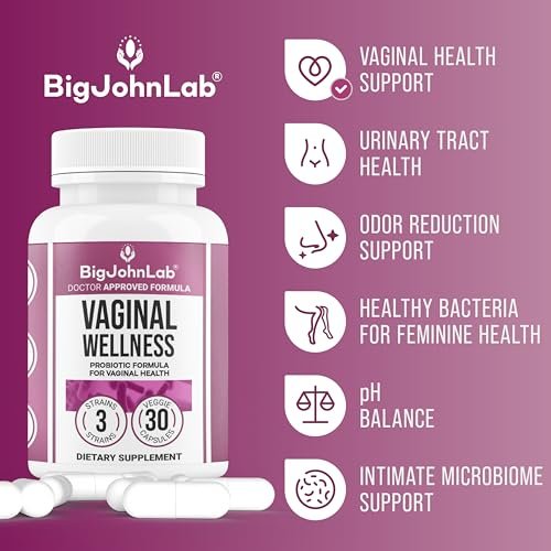 BIGJOHNLAB® – Frauen Vaginale Probiotika – pH-Balance, Geruchskontrolle, Hefe, Mikrobiom & Frauengesundheit – 6B KBE, Süßholzwurzel – klinisch getestet für Frische & Balance – 30 Kapseln