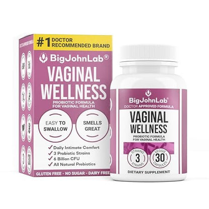 BIGJOHNLAB® – Frauen Vaginale Probiotika – pH-Balance, Geruchskontrolle, Hefe, Mikrobiom & Frauengesundheit – 6B KBE, Süßholzwurzel – klinisch getestet für Frische & Balance – 30 Kapseln