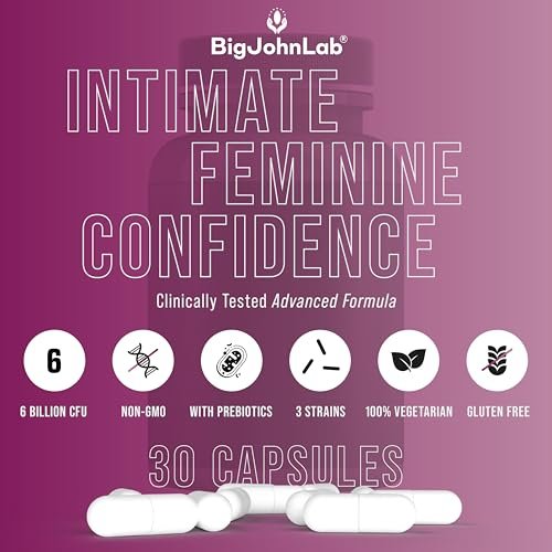 BIGJOHNLAB® – Frauen Vaginale Probiotika – pH-Balance, Geruchskontrolle, Hefe, Mikrobiom & Frauengesundheit – 6B KBE, Süßholzwurzel – klinisch getestet für Frische & Balance – 30 Kapseln