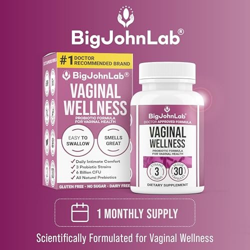 BIGJOHNLAB® – Frauen Vaginale Probiotika – pH-Balance, Geruchskontrolle, Hefe, Mikrobiom & Frauengesundheit – 6B KBE, Süßholzwurzel – klinisch getestet für Frische & Balance – 30 Kapseln