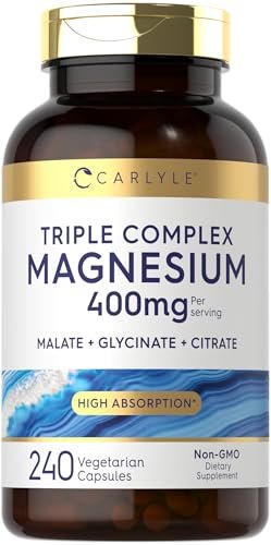 Carlyle Triple Magnesium Complex | 400 mg | 240 Kapseln | Magnesiummalat, Glycinat & Citrat | Vegetarisch, Nicht-GMO & Glutenfrei